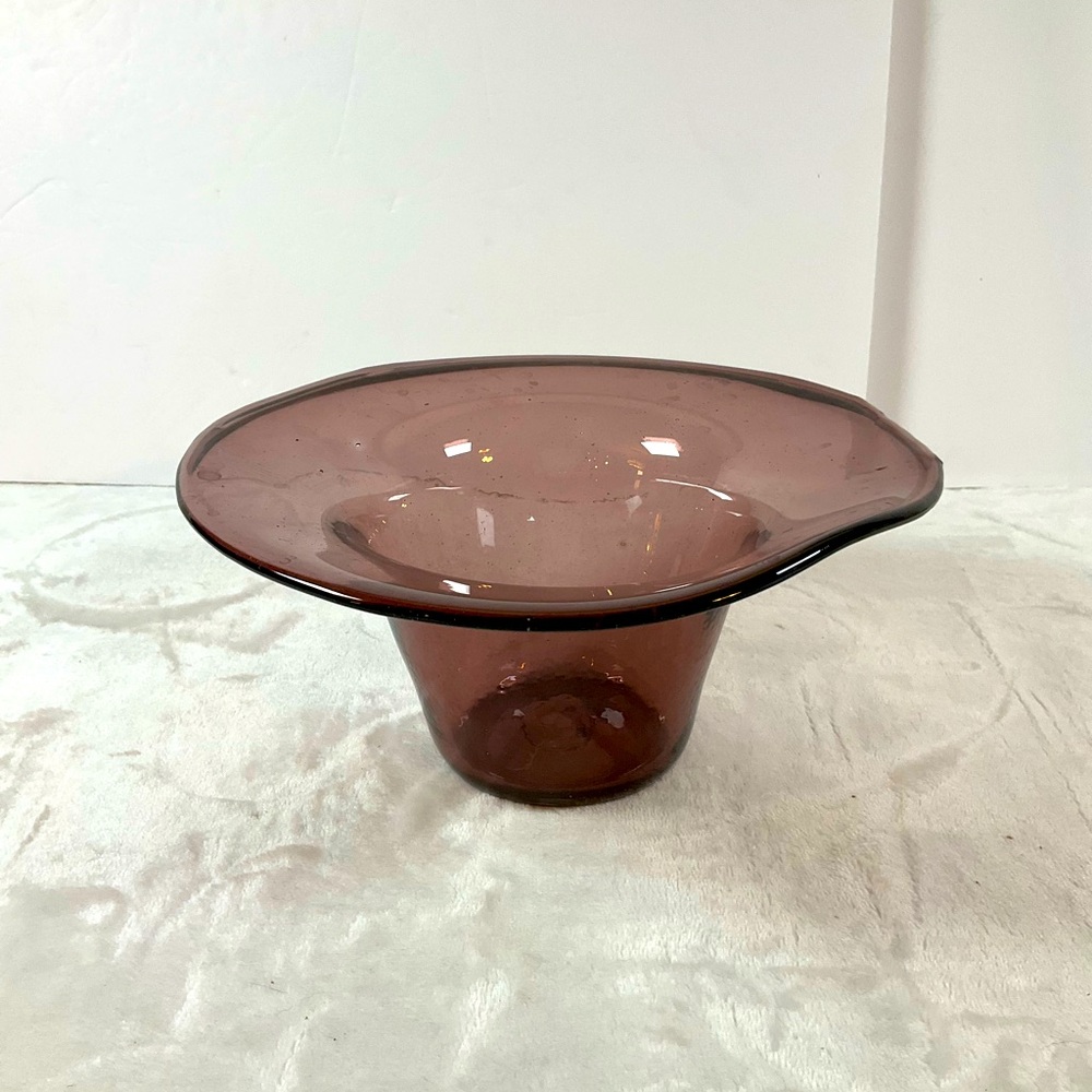 Amethyst Hand blown Vase‎ art glass 9.5” diameter decor